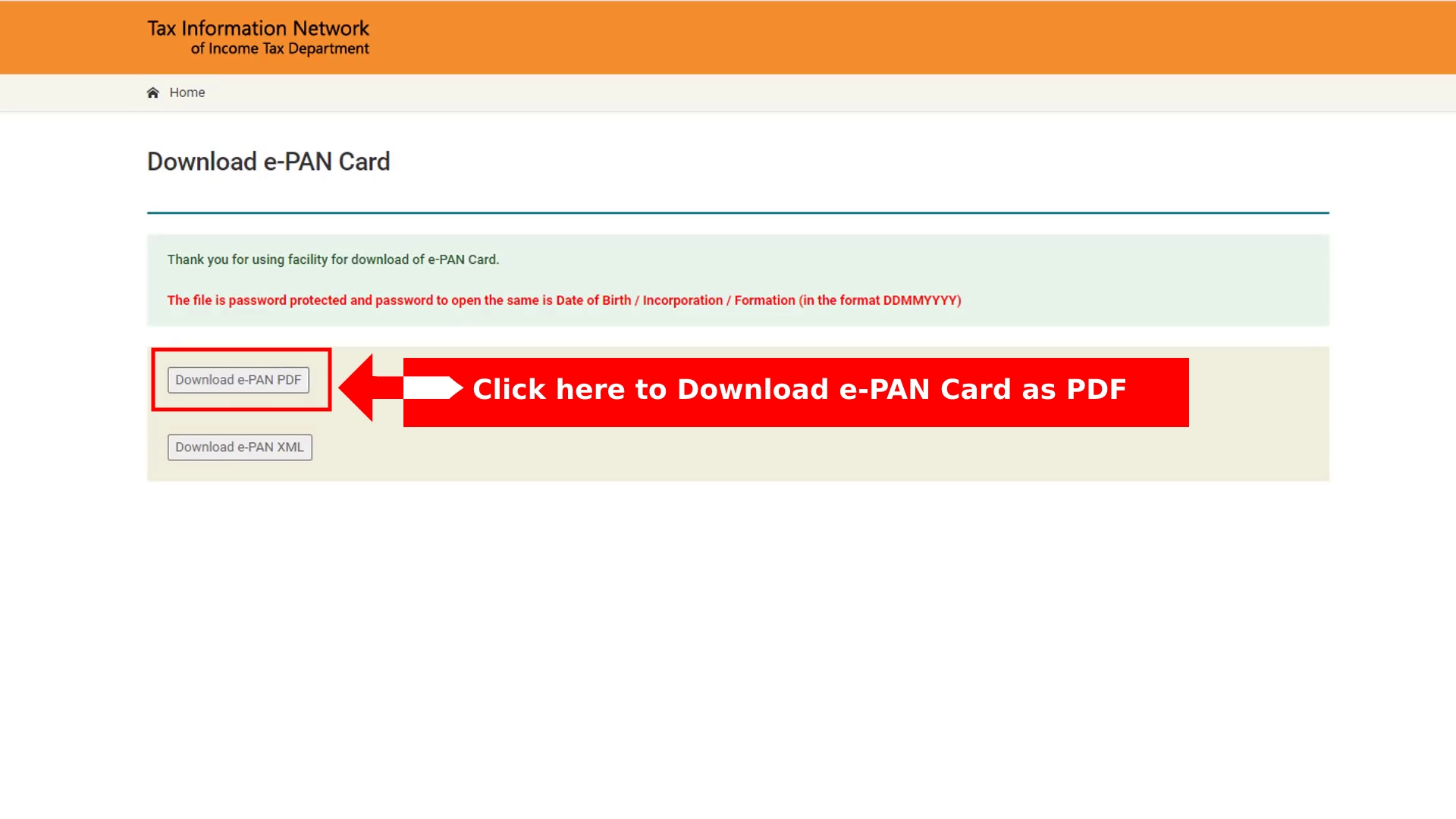 e-Pan Card Download - NSDL - UTIITSL - by Aadhaar card number, name and date of birth