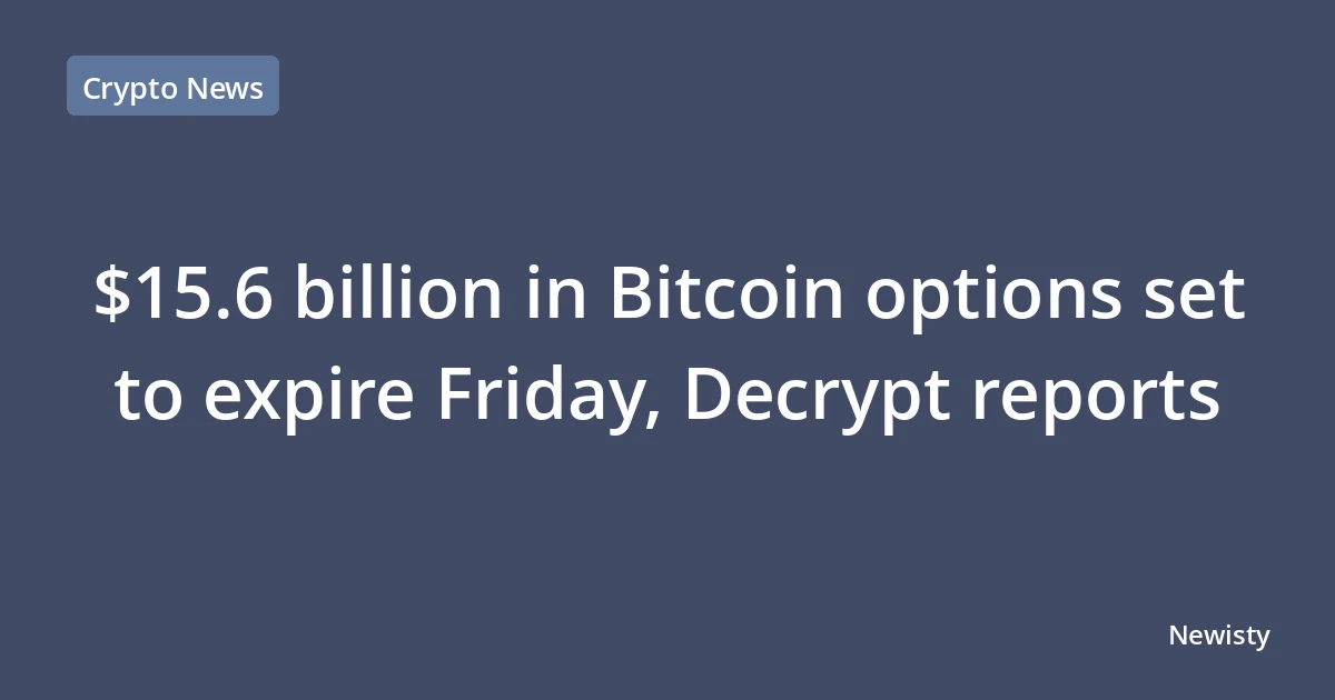 $15.6 billion in Bitcoin options set to expire Friday, Decrypt reports
