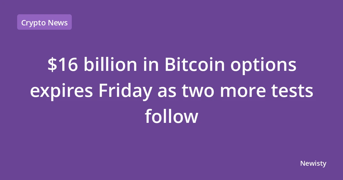 $16 billion in Bitcoin options expires Friday as two more tests follow