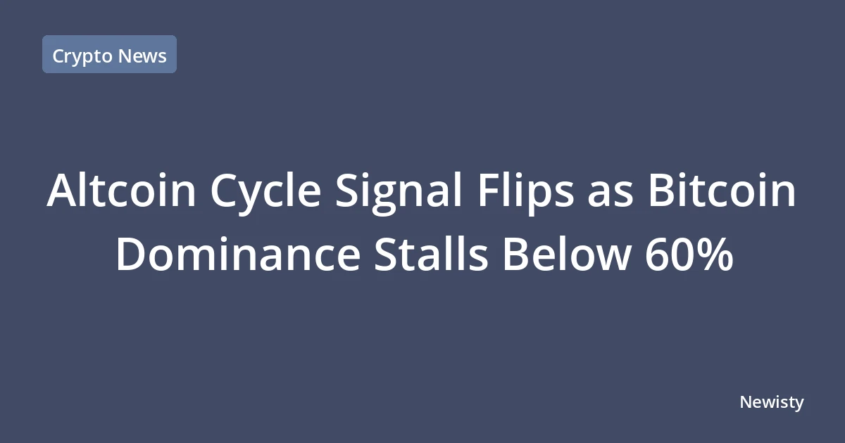 Altcoin Cycle Signal Flips as Bitcoin Dominance Stalls Below 60%