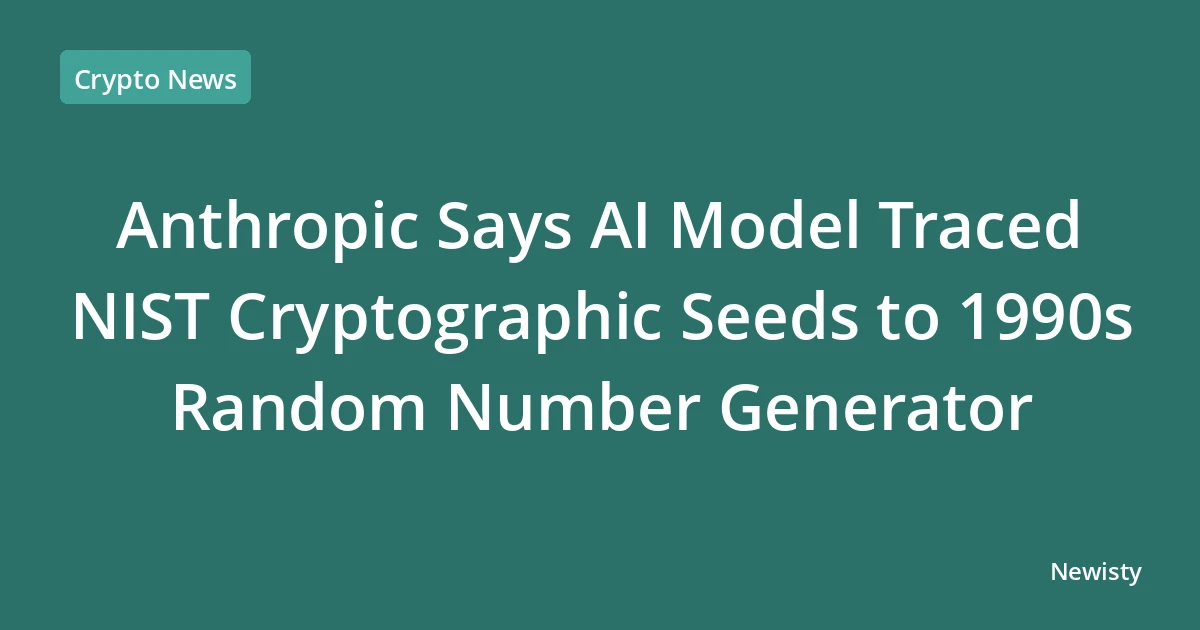 Anthropic Says AI Model Traced NIST Cryptographic Seeds to 1990s Random Number Generator