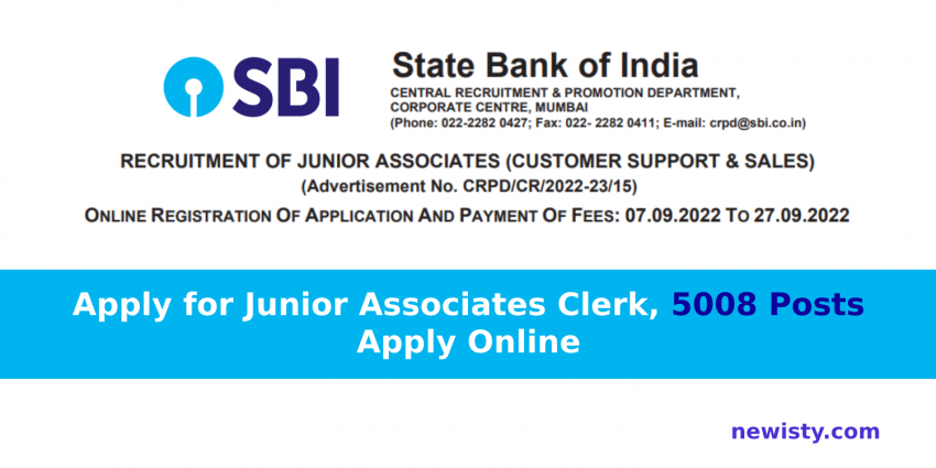 Apply for SBI Junior Associates Recruitment 2022 Online | 5000+ SBI Vacancies
