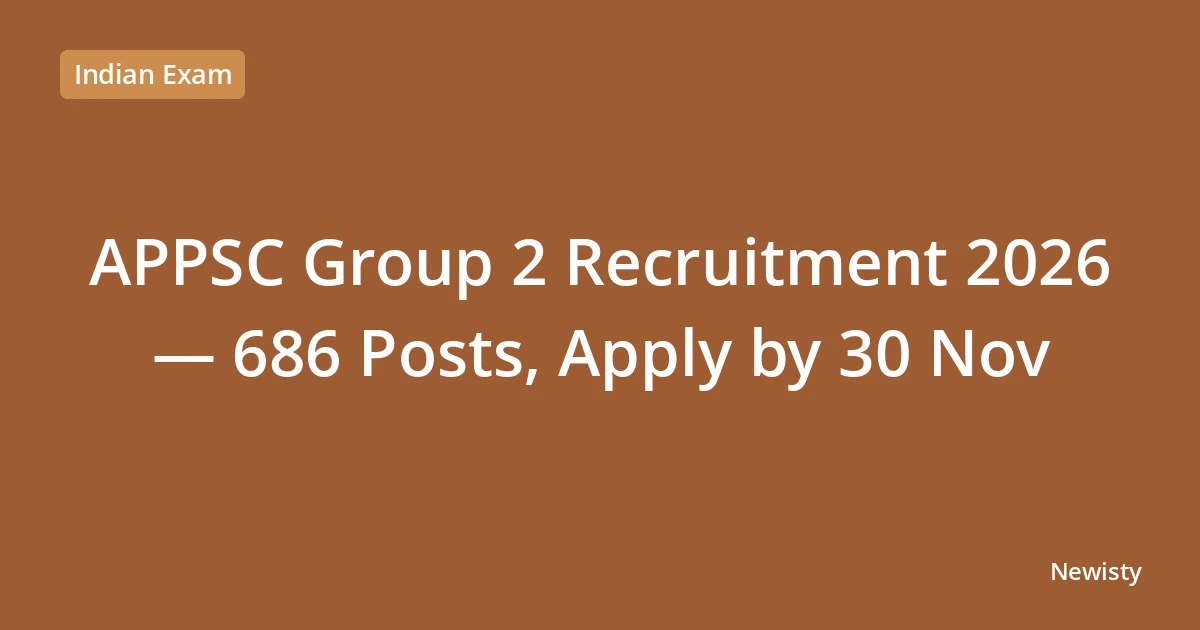 APPSC Group 2 Recruitment 2026 — 686 Posts, Apply by 30 Nov
