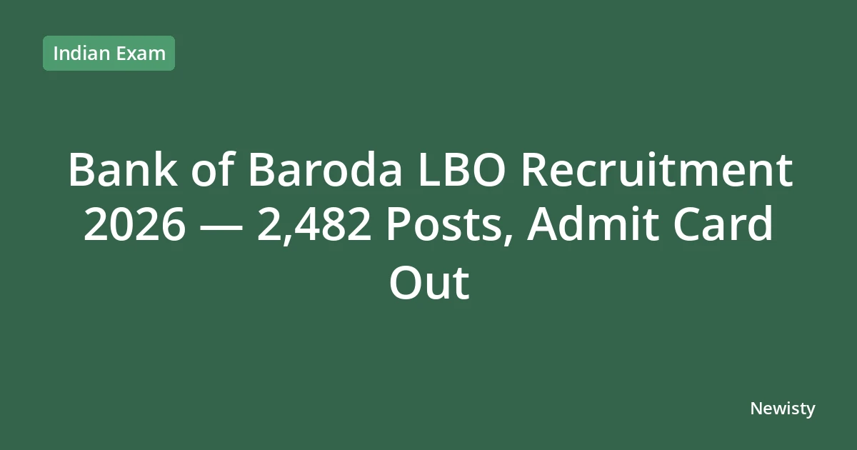 Bank of Baroda LBO Recruitment 2026 — 2,482 Posts, Admit Card Out