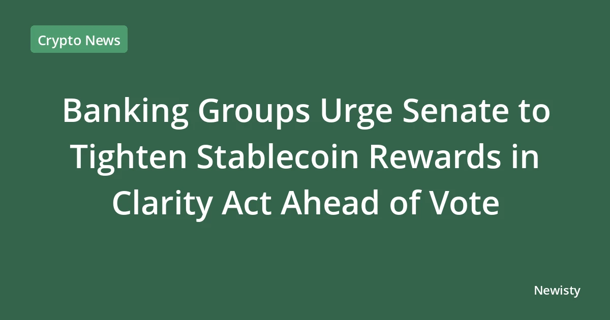 Banking Groups Urge Senate to Tighten Stablecoin Rewards in Clarity Act Ahead of Vote