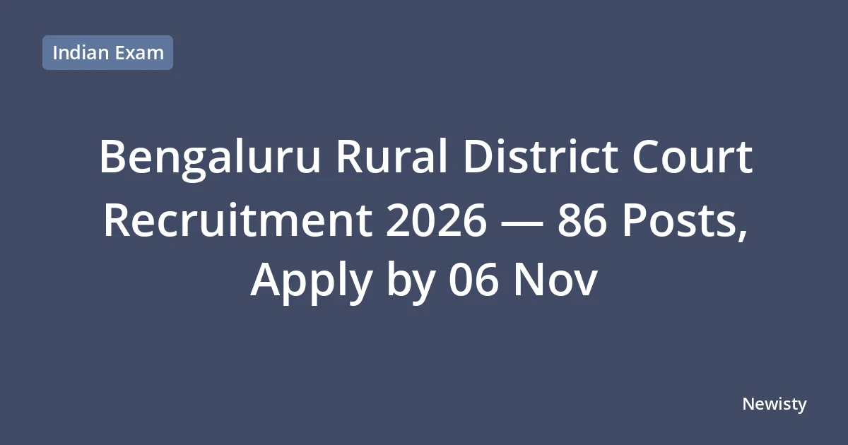 Bengaluru Rural District Court Recruitment 2026 — 86 Posts, Apply by 06 Nov