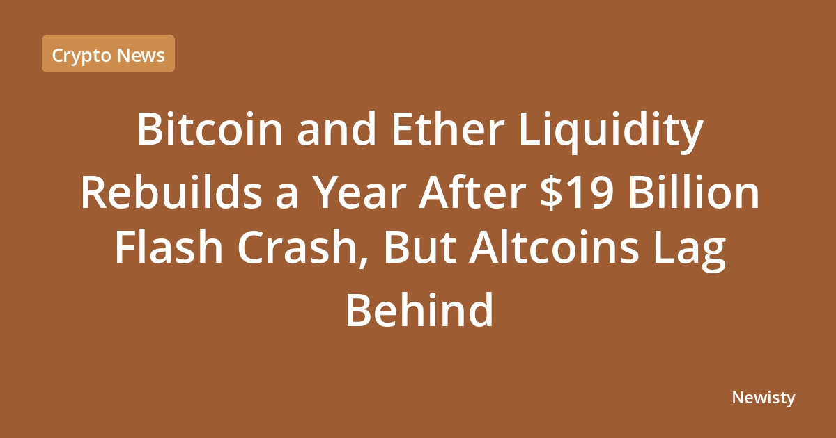 Bitcoin and Ether Liquidity Rebuilds a Year After $19 Billion Flash Crash, But Altcoins Lag Behind