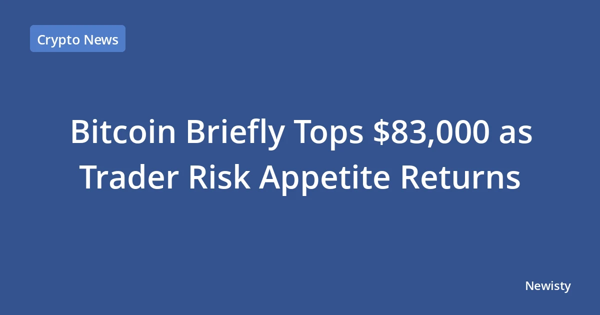 Bitcoin Briefly Tops $83,000 as Trader Risk Appetite Returns