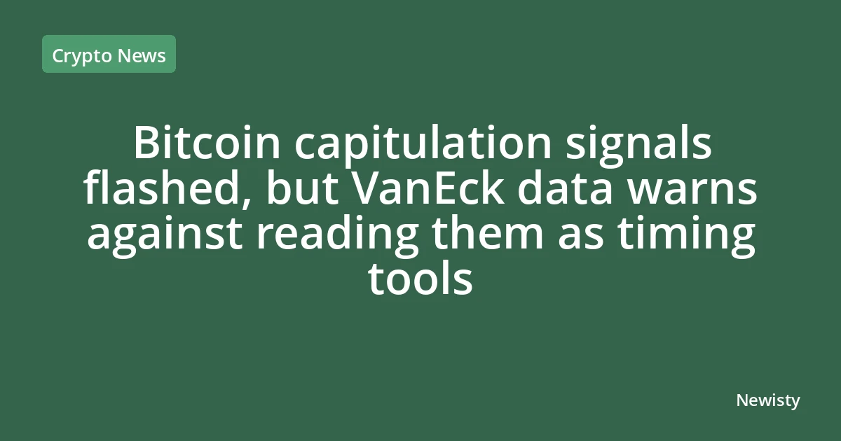 Bitcoin capitulation signals flashed, but VanEck data warns against reading them as timing tools