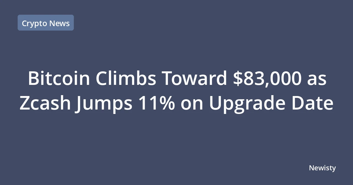 Bitcoin Climbs Toward $83,000 as Zcash Jumps 11% on Upgrade Date