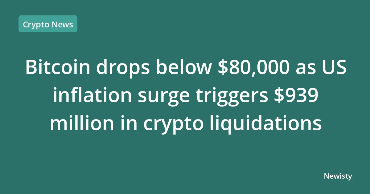 Bitcoin drops below $80,000 as US inflation surge triggers $939 million in crypto liquidations