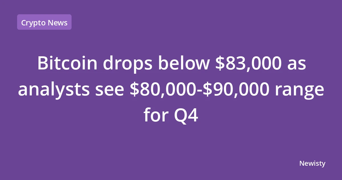Bitcoin drops below $83,000 as analysts see $80,000-$90,000 range for Q4