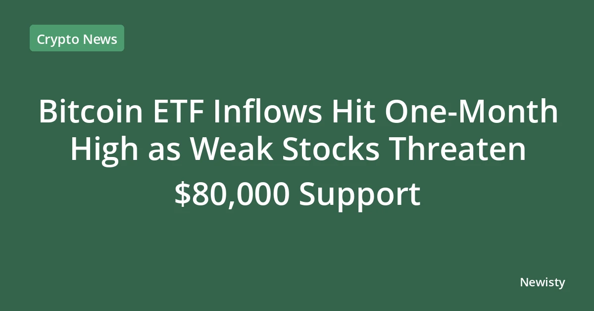 Bitcoin ETF Inflows Hit One-Month High as Weak Stocks Threaten $80,000 Support