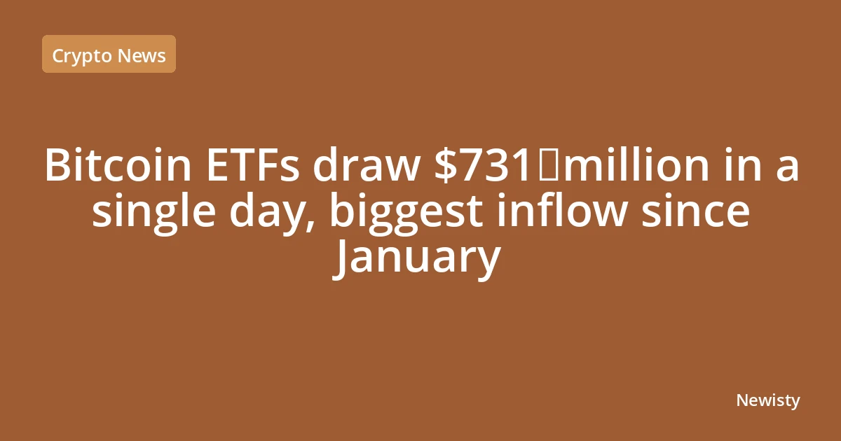 Bitcoin ETFs draw $731 million in a single day, biggest inflow since January