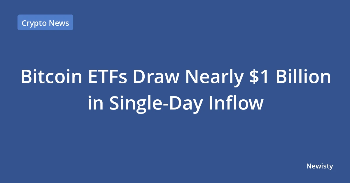 Bitcoin ETFs Draw Nearly $1 Billion in Single-Day Inflow
