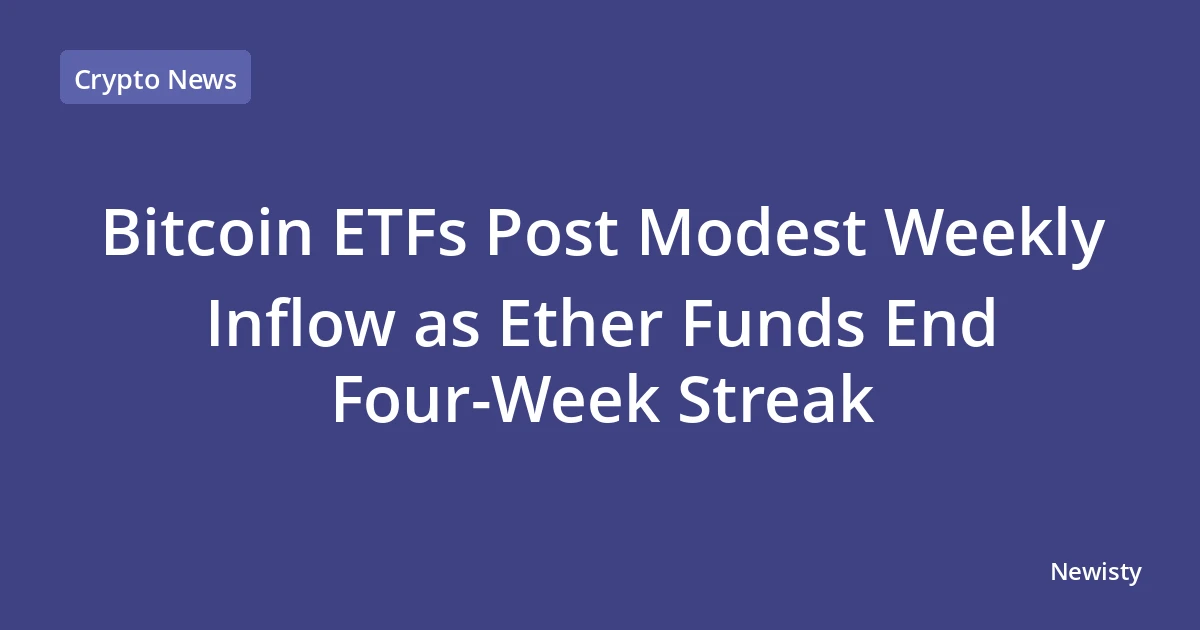 Bitcoin ETFs Post Modest Weekly Inflow as Ether Funds End Four-Week Streak
