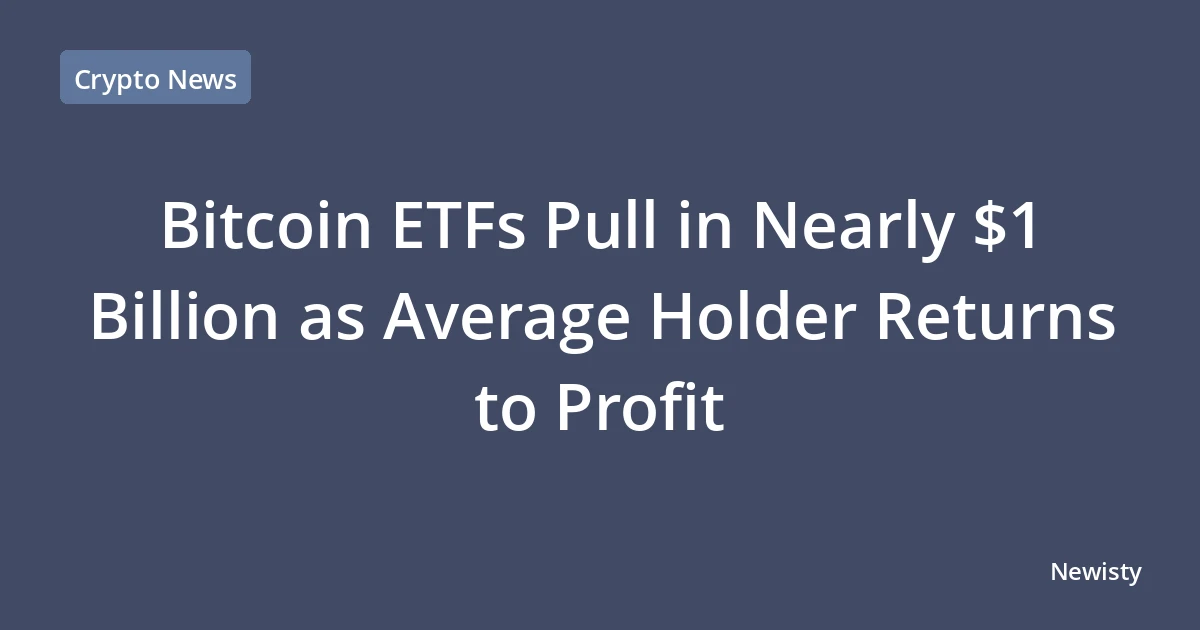 Bitcoin ETFs Pull in Nearly $1 Billion as Average Holder Returns to Profit