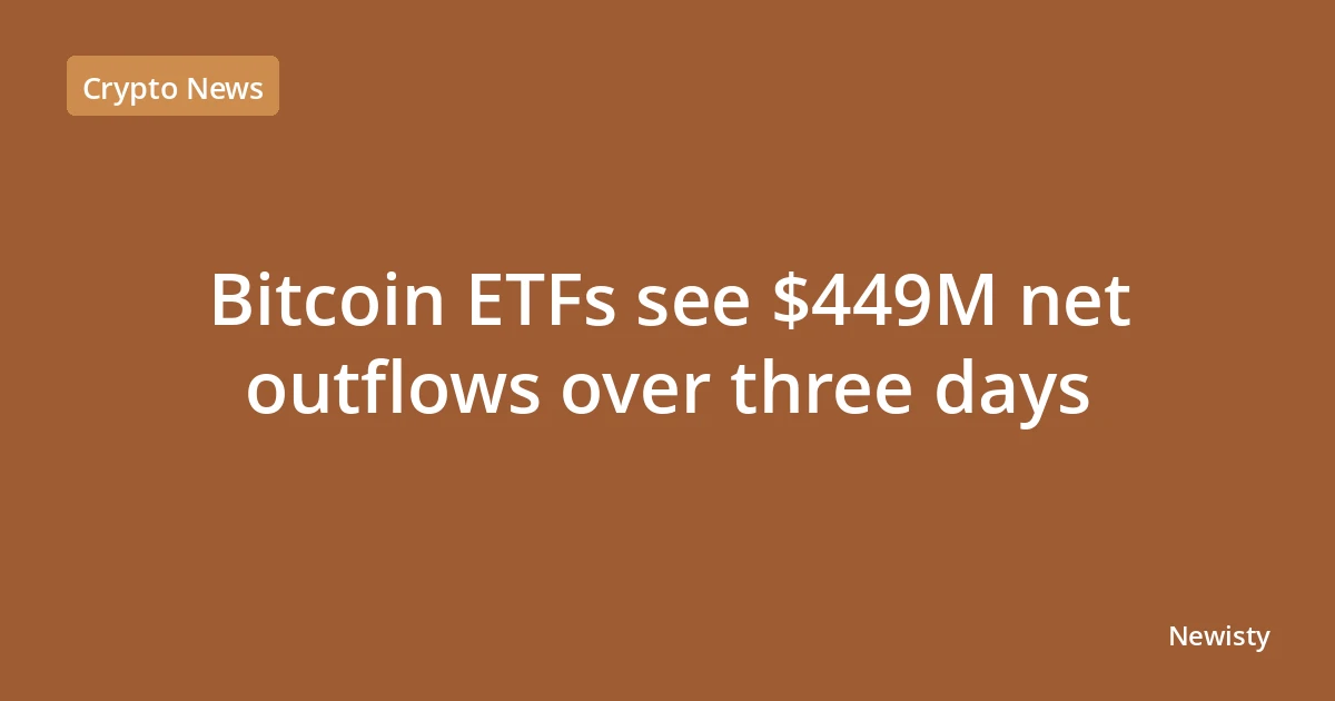 Bitcoin ETFs see $449M net outflows over three days