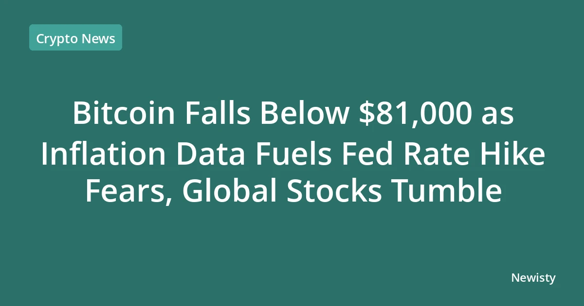 Bitcoin Falls Below $81,000 as Inflation Data Fuels Fed Rate Hike Fears, Global Stocks Tumble