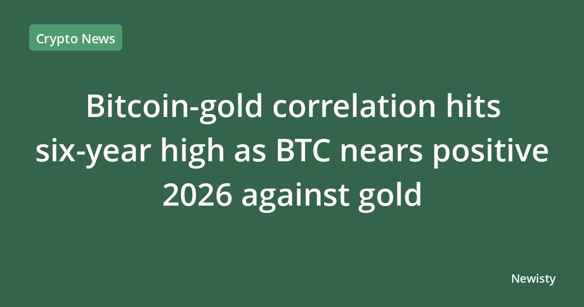 Bitcoin-gold correlation hits six-year high as BTC nears positive 2026 against gold