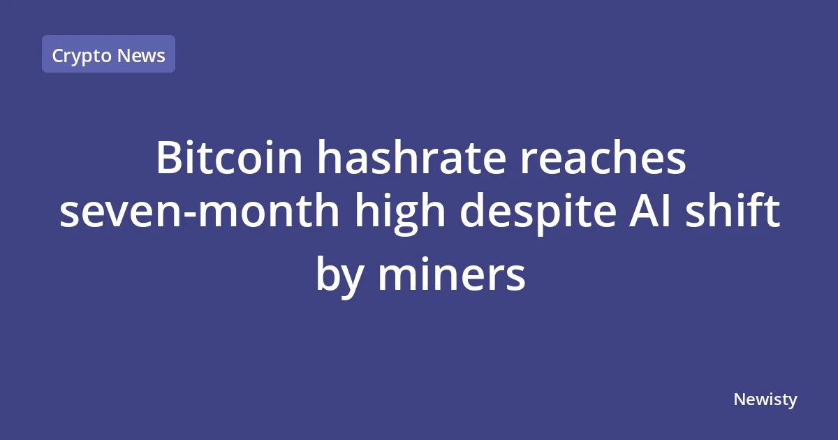 Bitcoin hashrate reaches seven-month high despite AI shift by miners