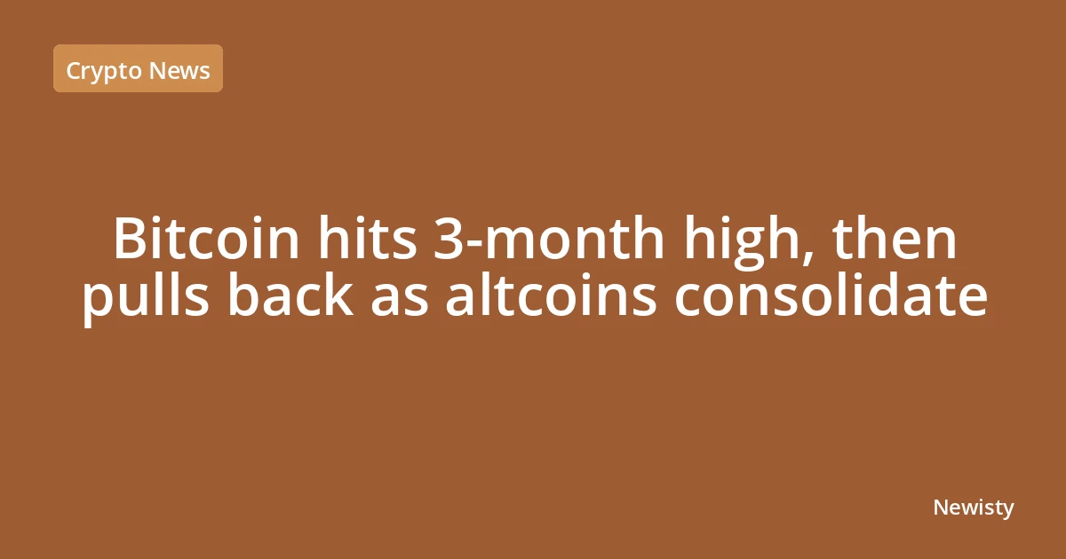 Bitcoin hits 3-month high, then pulls back as altcoins consolidate
