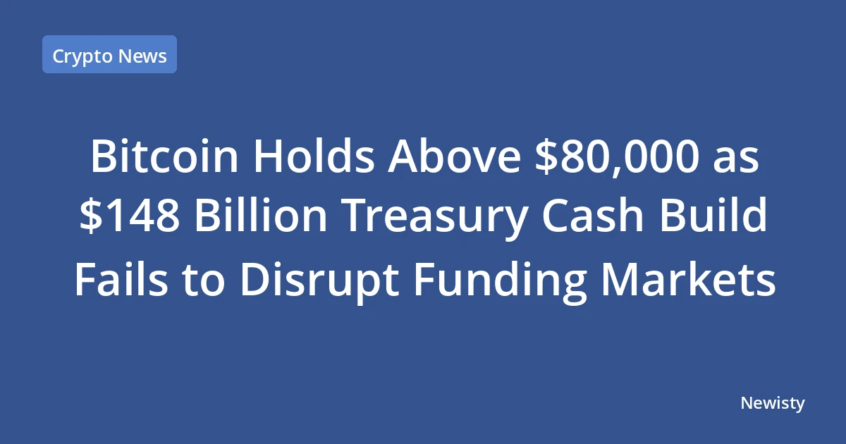 Bitcoin Holds Above $80,000 as $148 Billion Treasury Cash Build Fails to Disrupt Funding Markets
