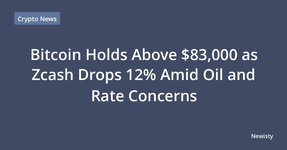 Bitcoin Holds Above $83,000 as Zcash Drops 12% Amid Oil and Rate Concerns