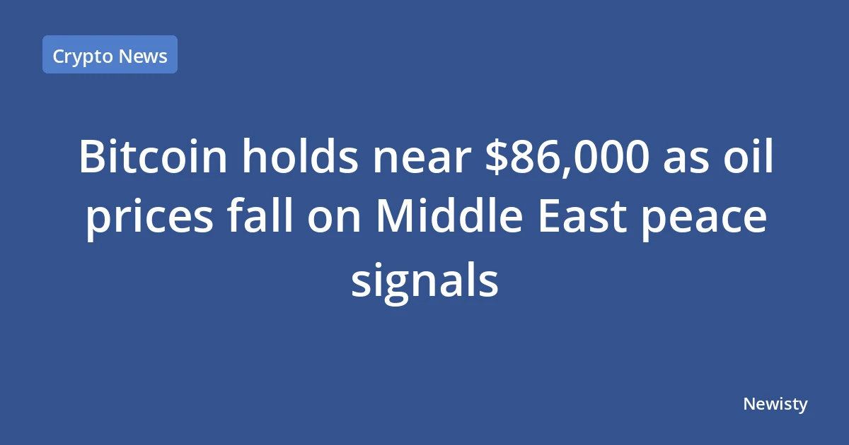 Bitcoin holds near $86,000 as oil prices fall on Middle East peace signals
