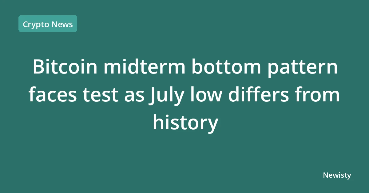 Bitcoin midterm bottom pattern faces test as July low differs from history