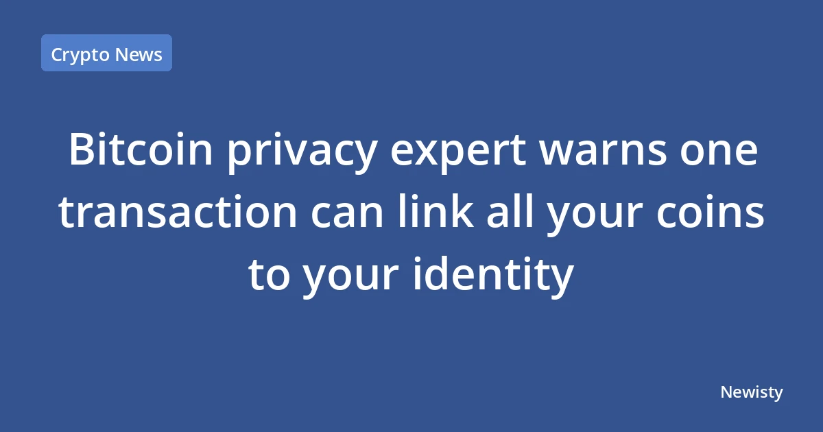 Bitcoin privacy expert warns one transaction can link all your coins to your identity