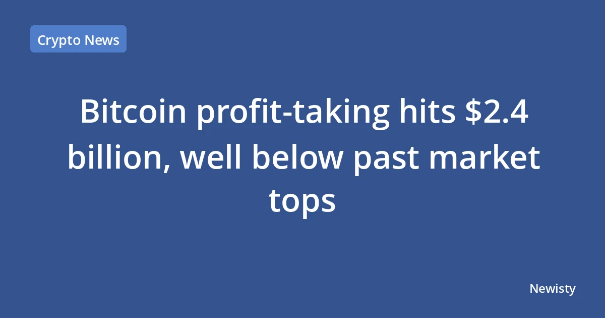 Bitcoin profit-taking hits $2.4 billion, well below past market tops