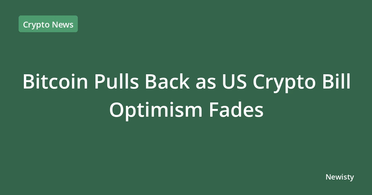 Bitcoin Pulls Back as US Crypto Bill Optimism Fades