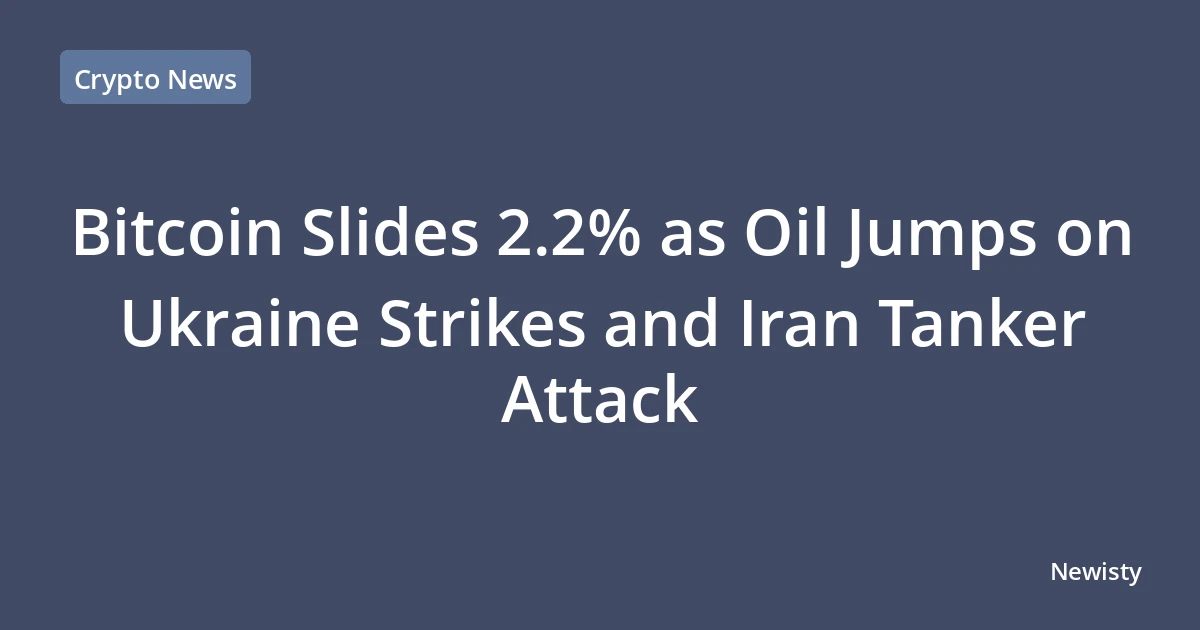 Bitcoin Slides 2.2% as Oil Jumps on Ukraine Strikes and Iran Tanker Attack