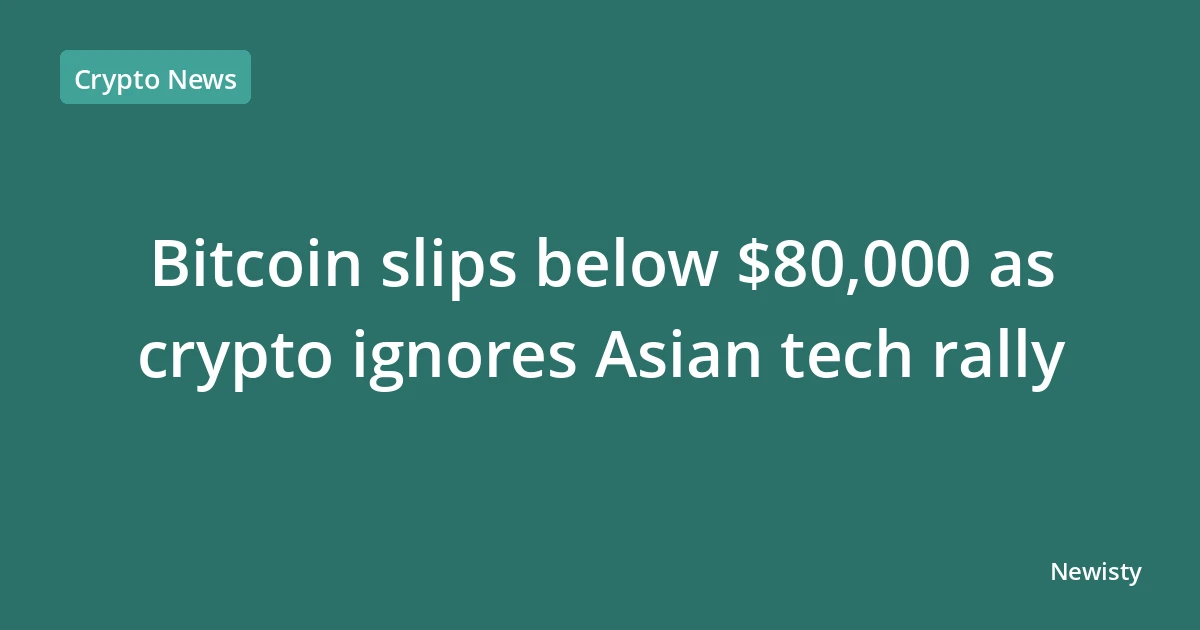 Bitcoin slips below $80,000 as crypto ignores Asian tech rally