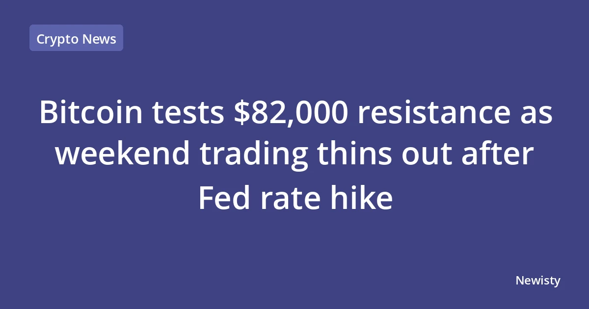 Bitcoin tests $82,000 resistance as weekend trading thins out after Fed rate hike