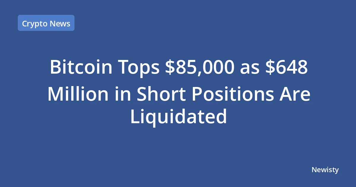Bitcoin Tops $85,000 as $648 Million in Short Positions Are Liquidated