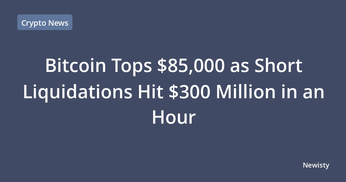 Bitcoin Tops $85,000 as Short Liquidations Hit $300 Million in an Hour
