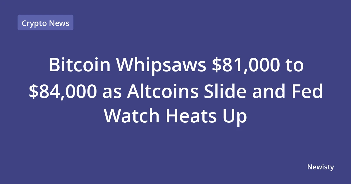 Bitcoin Whipsaws $81,000 to $84,000 as Altcoins Slide and Fed Watch Heats Up
