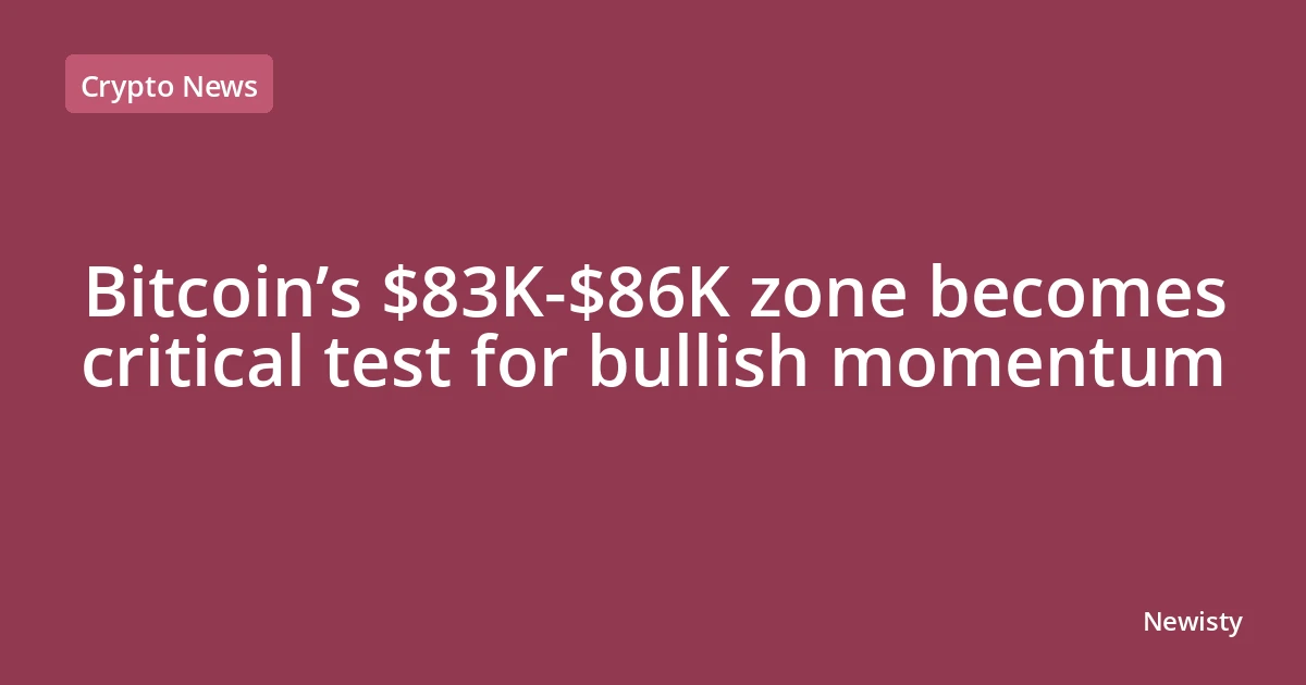 Bitcoin’s $83K-$86K zone becomes critical test for bullish momentum