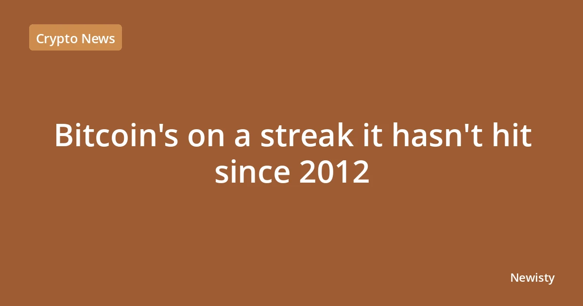 Bitcoin's on a streak it hasn't hit since 2012