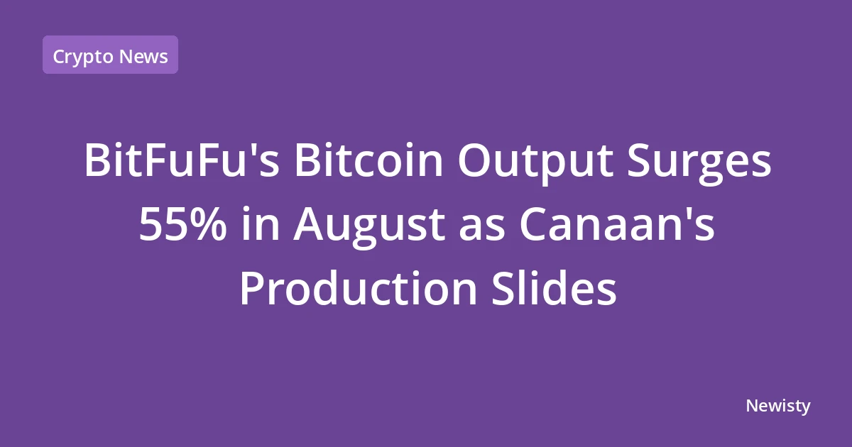 BitFuFu's Bitcoin Output Surges 55% in August as Canaan's Production Slides