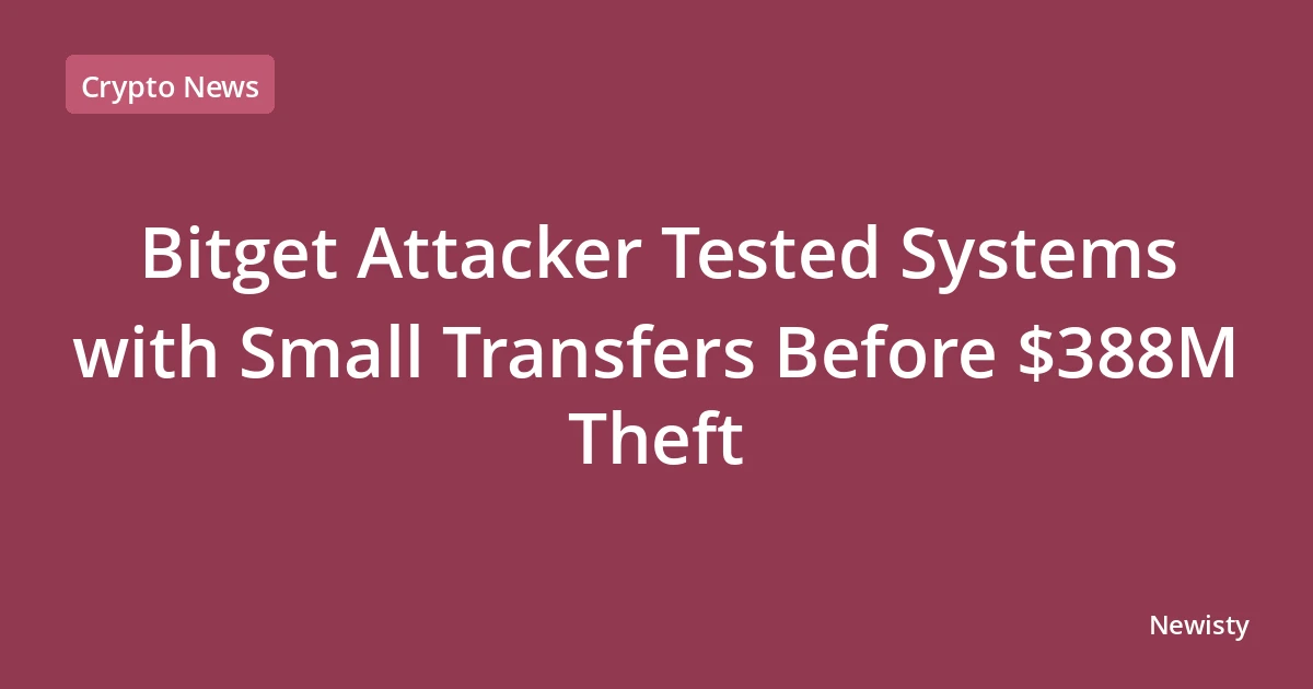 Bitget Attacker Tested Systems with Small Transfers Before $388M Theft