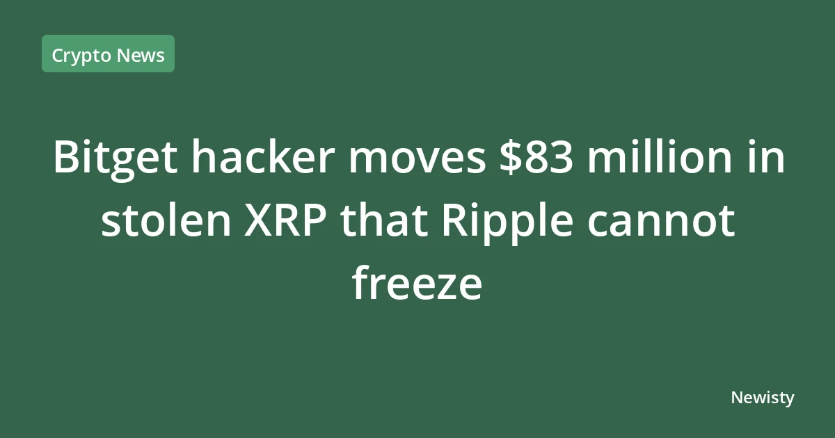 Bitget hacker moves $83 million in stolen XRP that Ripple cannot freeze