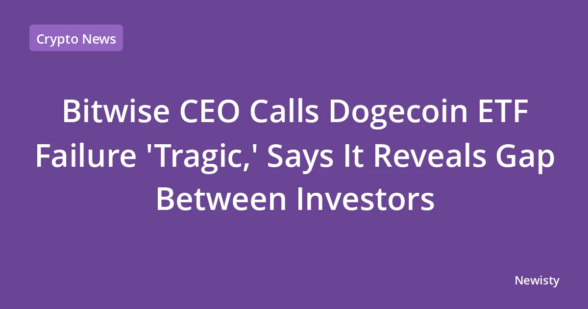 Bitwise CEO Calls Dogecoin ETF Failure 'Tragic,' Says It Reveals Gap Between Investors