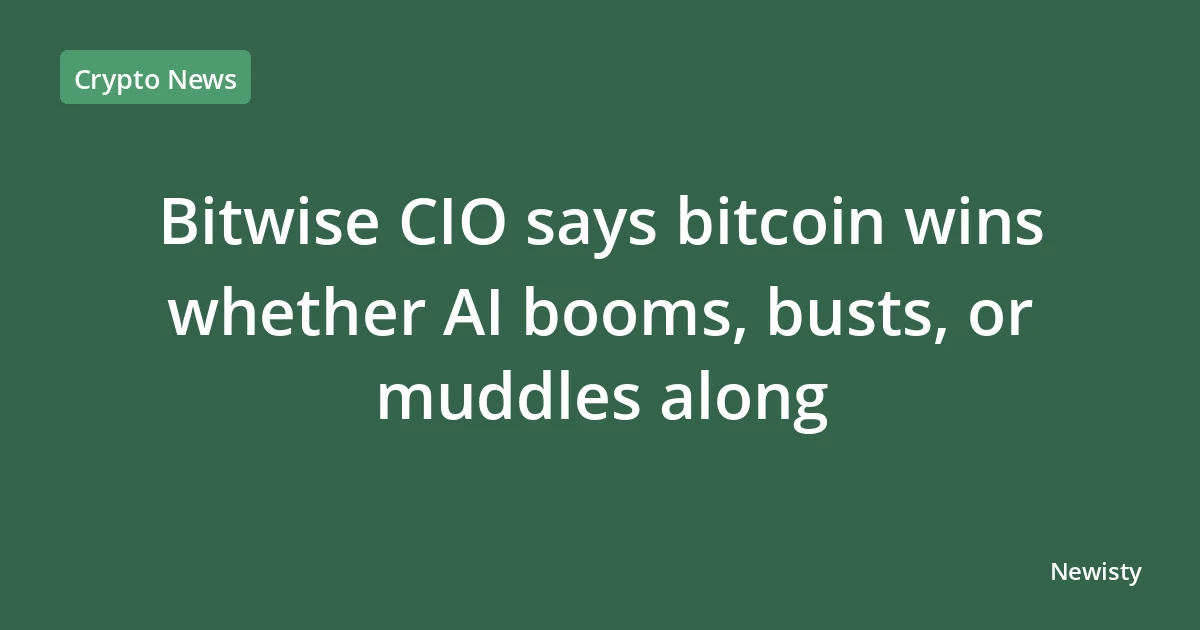 Bitwise CIO says bitcoin wins whether AI booms, busts, or muddles along
