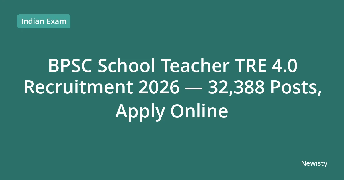 BPSC School Teacher TRE 4.0 Recruitment 2026 — 32,388 Posts, Apply Online