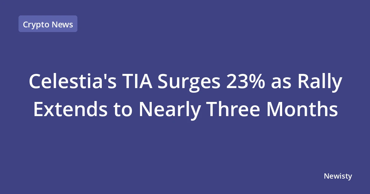 Celestia's TIA Surges 23% as Rally Extends to Nearly Three Months