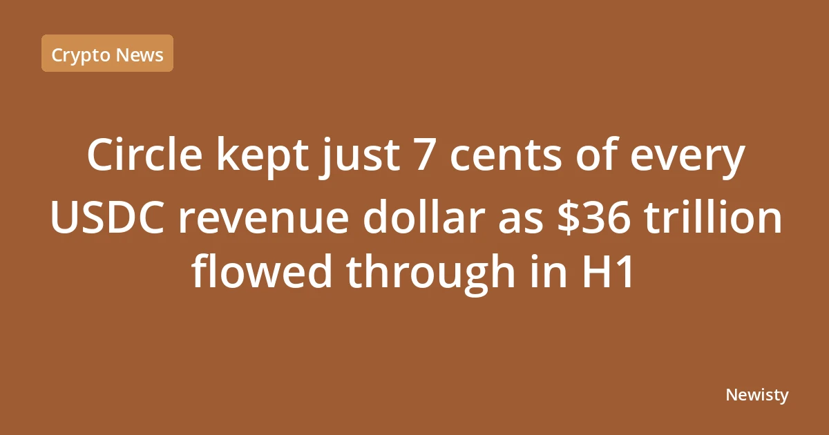 Circle kept just 7 cents of every USDC revenue dollar as $36 trillion flowed through in H1