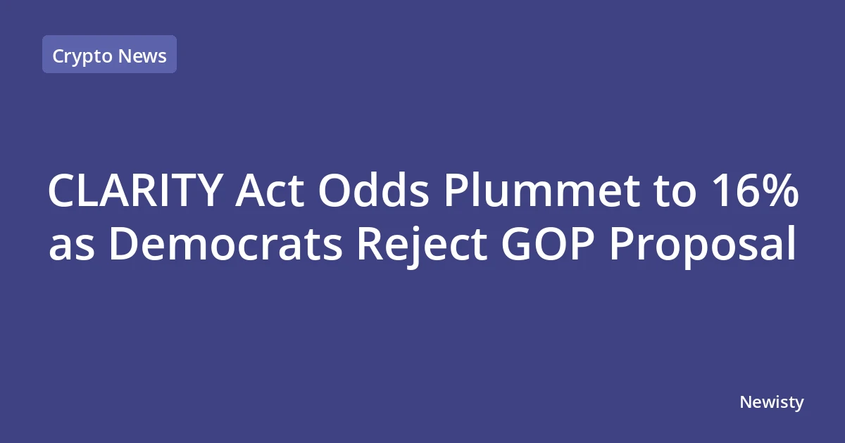 CLARITY Act Odds Plummet to 16% as Democrats Reject GOP Proposal